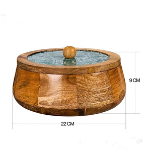 Olla de madera Premium con tapa natural Diseño hecho a mano Ideal para servir comida Logotipo personalizado Disponible Proveedor directo Mejor precio Oferta - Product Image 3