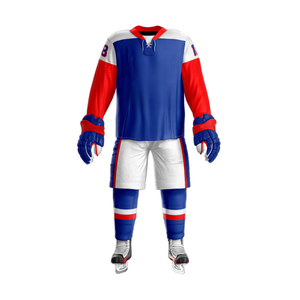 Uniforme de Hockey sobre Hielo Rojo, Negro y Blanco, 240GSM, Transpirable, Cuello de Encaje, Manga Holgada, Malla de Poliéster - Product Image 4