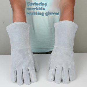 Gants de soudage longs en cuir de vachette pleine fleur, protection du travail et isolation thermique, gants de sécurité pour soudeurs - Product Image 4