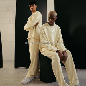 OEM/ODM Logo personnalisé deux pièces couleur unie uni Streetwear survêtement hiver sweat à capuche unisexe imprimé brodé 100% coton - Product Image 1