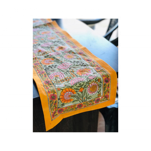 Mettez en surbrillance chaque occasion avec 100% coton brodé Boho chemin de table floral jaune 180 GSM 80 "Inde décor ISO UPS livraison - Product Image 1