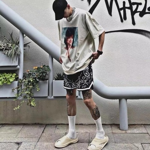 Shorts de basket-ball en maille style bandana pour hommes, personnalisés, motif Paisley, légers, streetwear, vêtements de sport - Product Image 4