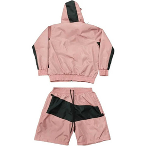 Ensemble de survêtement unisexe blanc et rouge, imperméable, style streetwear, léger, en polyester, coupe sportive, short à fermeture éclair - Product Image 2