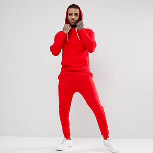 Survêtement à capuche rouge pour homme, couleur unie, décontracté, respirant, en polyester, style automne, avec poches latérales - Product Image 2