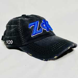 หมวกยีนส์สีดำ Zeta Phi Beta แบบขาดๆ ปักลาย ZPB หมวกเบสบอลสำหรับชมรมนักศึกษา สายปรับได้ สไตล์ลำลอง หมวกผู้หญิงทันสมัย - Product Image 2