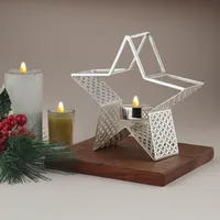 Portavelas Metálico en Forma de Estrella Dorada para Decoración Navideña, Resistente al Calor