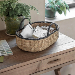 Elegant Seagrass Storage <b>Basket</b> With Handles Handwoven Wicker Organizer Bin Home Storage <b>Basket</b> Living Room Decor - Product Image 1