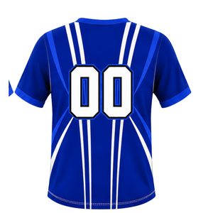 Conjunto de Camiseta y Pantalones Cortos de Rugby Azul Cobalto y Blanco, Cuello en V, Uniforme de Equipo, Transpirable, Ligero, Personalizable, Ropa Deportiva de Entrenamiento - Product Image 5