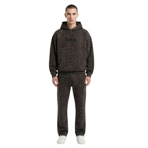 Ensembles de survêtements minimalistes à épaules tombantes en molleton épais couleur anthracite pour hommes, en French Terry doux et chaud, tenue de détente confortable - Product Image 1