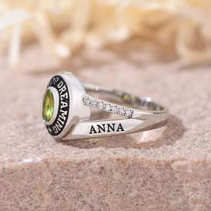 Bague d'École BOJ 071 Personnalisée sur Mesure pour Diplômé Universitaire, Bague de Fin d'Études Secondaires ou Universitaires pour Femme avec Pierre de Naissance en Argent 925 – Nouveauté Tendance - Product Image 3