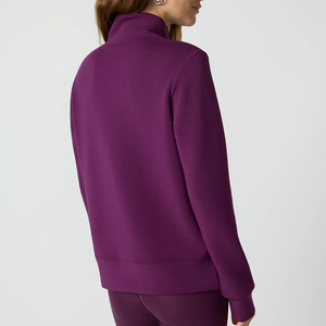 Sweat-shirt à col roulé et col rond, couleur unie, manches longues, tricoté, pour l'automne, respirant, style épaules tombantes - Product Image 2
