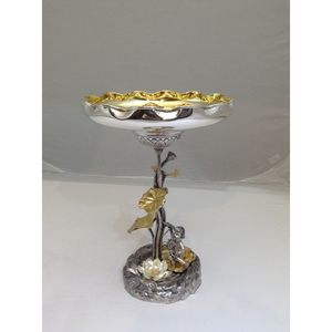 Cuenco de lujo para servir alimentos, hecho de metal de alta calidad, plateado brillante y chapado en oro de primera calidad, para decoración de mesa. - Product Image 1