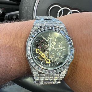 Haute qualité laboratoire cultivé automatique mécanique incolore diamant montre Hip Hop Style acier inoxydable/or blanc 20mm largeur DEF nouveau - Product Image 5