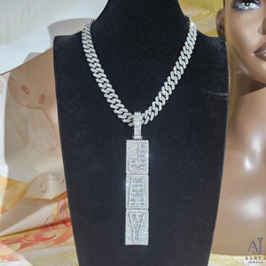Collier chaîne en argent sterling 925 plaqué or rose, serti de moissanite, avec pendentif lettre personnalisé, bijoux hip-hop - Product Image 1