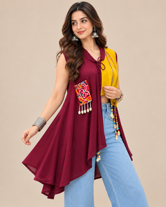 Tops traditionnels indiens Garba Glam - Matière en rayonne, coupe ample, longueur midi pour mariage et fête - Product Image 6