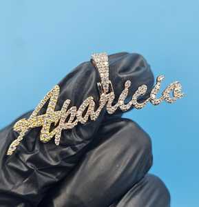 Colgante Personalizado de Moissanita con Nombre o Inicial, Estilo Rapper Iced Out, Joyería Hip Hop, Colgante de Plata 925, Colgante con Letra Inicial - Product Image 2