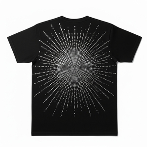 เสื้อยืดพิมพ์ลายพลอยเทียมสำหรับมืออาชีพเสื้อยืดผ้าฝ้ายเนื้อนุ่มใส่สบายโลโก้คริสตัลระยิบระยับ - Product Image 4