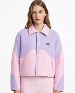 Abrigo de Lana Grueso para Mujer Oneten Apparel, con Bloques de Color, Cuello Vuelto y Botones Florales, Chaqueta Casual de Invierno - Product Image 1