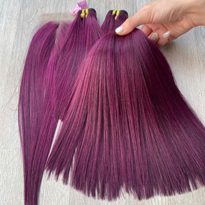 Precio al por mayor: Peluca de encaje 100% cabello humano virgen vietnamita, liso extremo, color morado, extensiones de cabello súper doblemente tramado. - Product Image 5