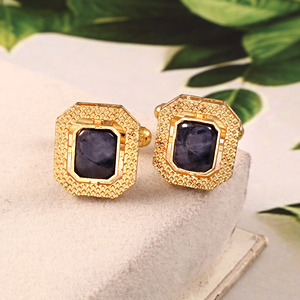 Gemelos de Lujo para Hombre con Zafiro Natural y Plata Alemana, Regalo de Boda Personalizado, Joyería Formal, Venta al por Mayor para Navidad y Cumpleaños - Product Image 2