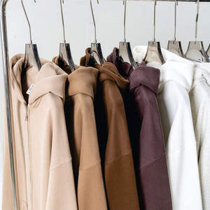 Wholesale 500gsm Fleece Double Zipper Hoodies OEM Oversize Fit <b>Hooded</b> Collar No Drawstring Custom Logo Heavyweight <b>Zip</b>-up - Product Image 5