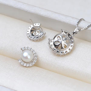 Ensemble de boucles d'oreilles pendantes en argent S925 en forme de C semi-circulaire, accessoire de perles DIY pour femmes avec support vide, composants de bijoux - Product Image 3