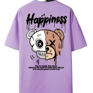 T-shirts pour hommes en coton 100% de qualité supérieure, coupe ample, épaules tombantes, style boxy, logo personnalisé, 220 GSM, tricoté, uni - Product Image 2