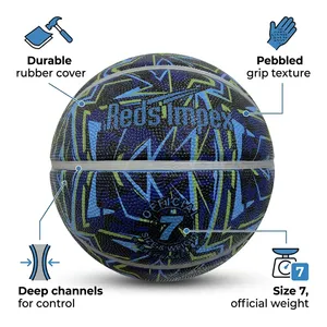 Ballon de basketball en caoutchouc premium - Chambre à air en latex, surface antidérapante pour jeu en extérieur/intérieur, rebond élevé, options de logo/couleur personnalisées - Product Image 3