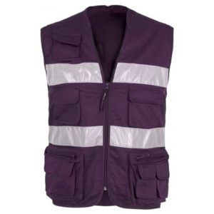 Chaleco de Seguridad Reflectante de Alta Visibilidad para Hombre, Ropa de Trabajo de Poliéster Gris con Bolsillos y Cierre de Cremallera - Product Image 5
