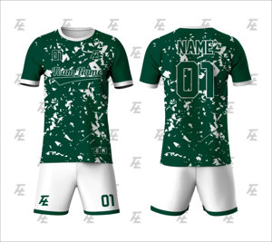 Maillot de football unisexe bleu sarcelle et blanc, sublimé, col ras du cou, manches courtes, en polyester anti-humidité, coupe athlétique, personnalisable pour équipe - Product Image 2