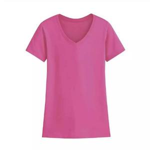 Camiseta de Verano 2026 para Mujer, Cuello en V, Logotipo Personalizado OEM, Diseño Básico Informal, Tallas Grandes, Manga Corta, Algodón y Poliéster, Color Gris, de Fábrica - Product Image 5