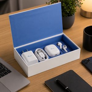 กล่องบรรจุภัณฑ์อิเล็กทรอนิกส์แบบแข็งทำจากกระดาษลูกฟูกที่เป็นมิตรกับสิ่งแวดล้อมและรีไซเคิลได้ |   บรรจุภัณฑ์อิเล็กทรอนิกส์สำหรับผู้บริโภคแบบเคลือบด้านพร้อมลายนูนด้วยรังสียูวี - Product Image 4