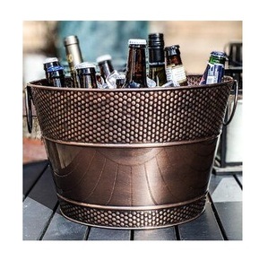 Bac à boissons Regal en cuivre vieilli - Glacière métallique texturée surdimensionnée - Bac à vin premium gaufré « nid d'abeille » pour événements - Product Image 2