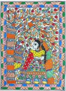 Pintura Artística 3D en Metal, Arte Folclórico Madhubani, Arte Mural Cultural Indio de Mithila - Product Image 3