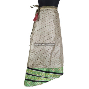 Indian Wrap <b>Skirts</b> Wholesale Reversible Two Layer Silk Wrap <b>Skirt</b> <b>Boho</b> Stylish Multi Color Summer Wear Comfortable Fashion - Product Image 4
