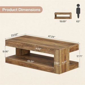 Table basse avec espace de rangement, table à thé, table centrale, table à cocktails - Product Image 6