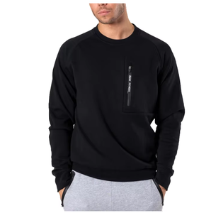 Sweat-shirt homme pas cher à col rond uni avec poche zippée, décontracté, sportif, en coton et polyester, pour l'hiver, streetwear, personnalisable, vierge - Product Image 5