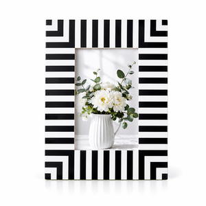 Black <b>White</b> Resin Photo <b>Frame</b> Bone Inlay Rectangle Picture <b>Frame</b> Handmade Decorative Desktop Wall Display Customized Photo <b>Frame</b> - Product Image 1