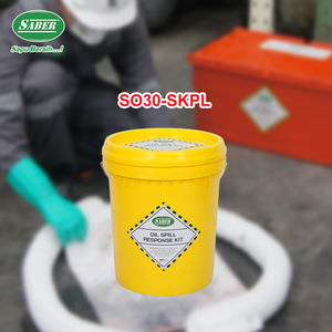 Kit portátil de 30 litros para derrames de aceite con cubeta sellada y asa, kit absorbente de hidrocarburos de emergencia, incluye guantes resistentes a químicos - Product Image 5