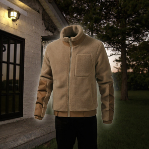 Men's Winter <b>Fleece</b> <b>Jacket</b> Stand Collar Zipper Closure Solid Color Casual Thick Windproof Sherpa <b>Lining</b> Regular Fit - Product Image 2