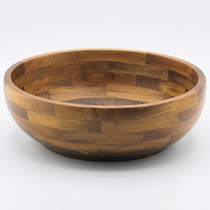 Sustainable Wooden Mixing Bowl and Centerpiece Round Acacia Wood Fruit Bowl Food Safe Rustic Serving Bowl for Hotel - Product Image 1