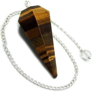 Pendentif en cristal d'œil de tigre naturel dynamique, pierre précieuse facettée sculptée, outil de guérison Reiki pour la méditation, provenant du Gujarat - Product Image 4