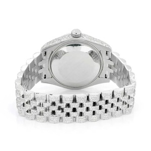Reloj Clásico de Cuarzo para Hombre con Incrustaciones de Diamantes Moissanite VVS en Oro Blanco, Esfera Blanca Romana, Reloj de Alta Calidad - Product Image 4