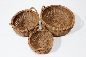 Juego de Cestas de Almacenamiento Rústicas Tejidas de Mimbre Marrón, Organizador Circular con Asas para Ropa - Product Image 3
