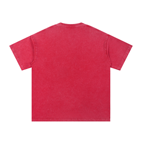 เสื้อยืดโอเวอร์ไซส์ผ้าฝ้ายฟอกทรงหลวมสไตล์สตรีทแวร์ แขนสั้นทรงหลวมไหล่ตก  ปักโลโก้ได้ตามต้องการ - Product Image 2