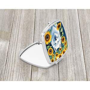 Samoyède Tournesols Compact Voyage Maquillage Miroir Portable Pliant De Poche pour Femmes et Filles Cadeau pour Amis et Famille - Product Image 2