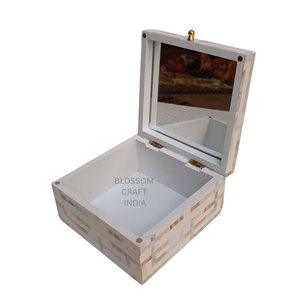 Boîte de rangement de luxe en nacre et os incrustés, élégante et polyvalente, pour bijoux, objets décoratifs et souvenirs, décoration intérieure - Product Image 1