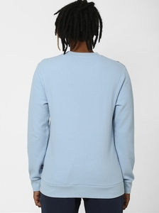 Sweat-shirt à col rond bleu clair pour homme, coupe classique, tricoté, 100% coton, pull décontracté, couleur unie, automne - Product Image 6