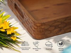 Plateau de service en bois d'acacia de qualité supérieure pour la maison, la cuisine, le restaurant, le bureau - Product Image 5
