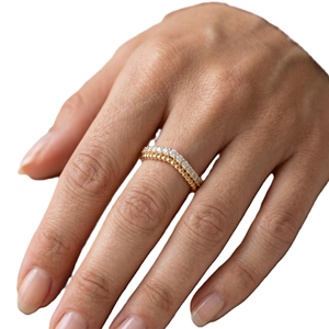 Bague demi-éternité minimaliste incurvée en or massif 9K 10K 14K 18K avec diamants de laboratoire ronds, pavée, empilable, anti-migraine, vente en gros - Product Image 6